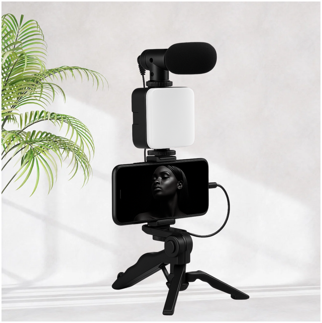 Kit Vlogging Smartphone – Micro, Lumière LED & Trépied