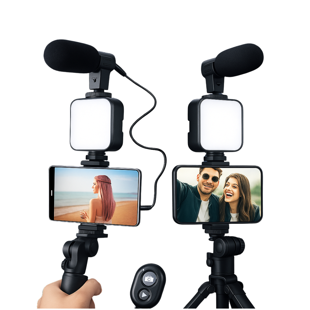 Kit Vlogging Smartphone – Micro, Lumière LED & Trépied