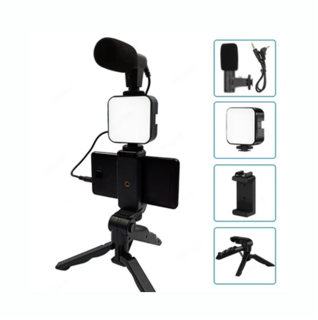 Kit Vlogging Smartphone – Micro, Lumière LED & Trépied