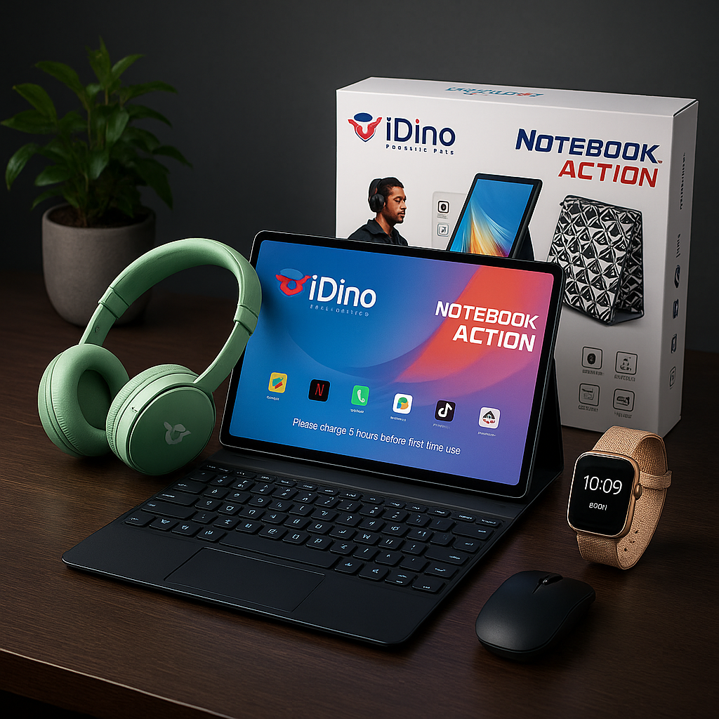 Idino Notebook Action – Tablette, Clavier, Casque & Montre Connectée