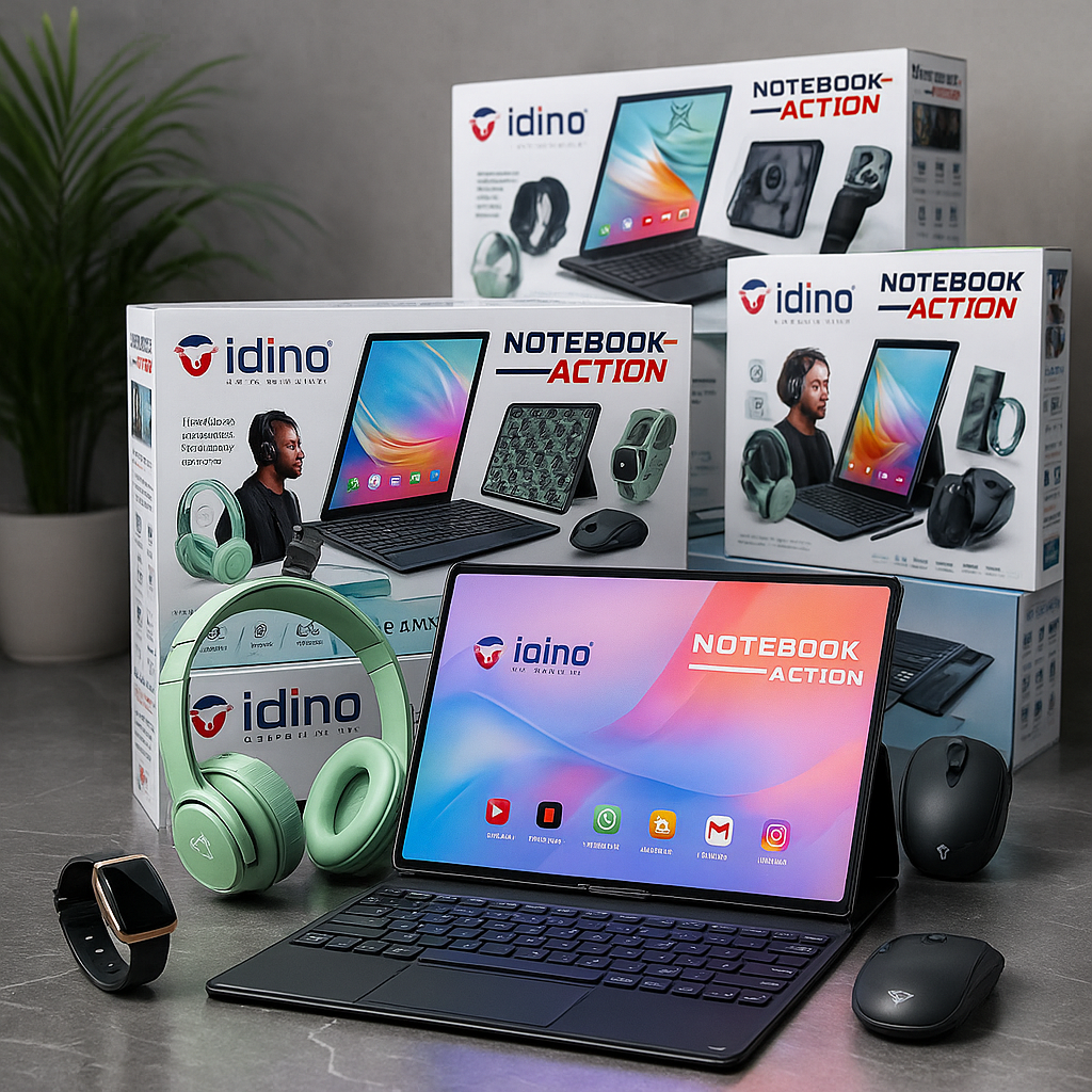 Idino Notebook Action – Tablette, Clavier, Casque & Montre Connectée